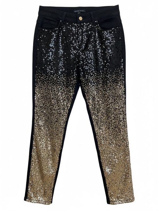Boston Proper Denim - Boston Proper Black Sequin Pants with Metallic Button